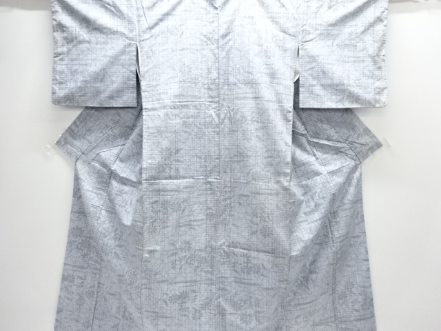 草花模様織り出し手織り紬着物